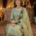 Fancy Mint Green Embroidered Eid Special Palazzo Suit with Net Dupatta