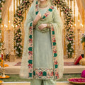 Fancy Mint Green Embroidered Eid Special Palazzo Suit with Net Dupatta