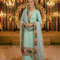 Splendid Sea Green Heavy Embroidered Eid Special Palazzo Suit with Net Dupatta