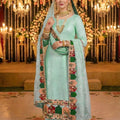 Splendid Sea Green Heavy Embroidered Eid Special Palazzo Suit with Net Dupatta