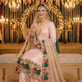 Latest Peach Heavy Embroidered Eid Special Palazzo Suit with Net Dupatta