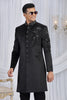 Ideal Black Velvet Embroidered Indo Western Sherwani for Men with Matching Trousers