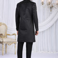 Ideal Black Velvet Embroidered Indo Western Sherwani for Men with Matching Trousers
