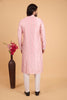 Elegant Blush Pink Art Silk Embroidered Kurta Pajama Set for Wedding