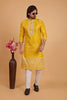 Regal Mustard Yellow Art Silk Embroidered Kurta Pajama Set for Wedding
