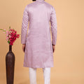 Stylish Lavender Art Silk Embroidered Kurta Pajama Set for Wedding