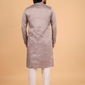 Latest Grey Art Silk Embroidered Kurta Pajama Set for Wedding