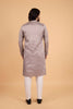 Latest Grey Art Silk Embroidered Kurta Pajama Set for Wedding