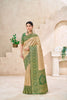 Wonderful Golden Beige Kanjivaram Silk Weaving Saree for Women