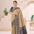 Vibrant Golden Beige Kanjivaram Silk Weaving Saree for Women