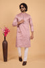 Lovely Pink Art Silk Embroidered Kurta Pajama Set for Wedding