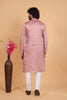 Lovely Pink Art Silk Embroidered Kurta Pajama Set for Wedding