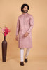 Lovely Pink Art Silk Embroidered Kurta Pajama Set for Wedding