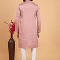 Delicate Pink Art Silk Embroidered Kurta Pajama Set for Wedding