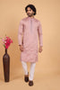 Delicate Pink Art Silk Embroidered Kurta Pajama Set for Wedding