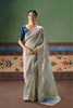 Pastel Mint Green Organza Silk Saree Heavy Silver Zari Embroidery Border 