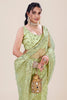 Pistachio Green Net Saree Heavy Sequins Embroidery Designer Blouse