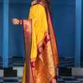 Mustard Yellow Kanjivaram Silk Saree Gold Zari Border Butti Work