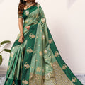 Bottle Green Kanjivaram Silk Saree with Rich Gold Zari Border