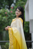 Yellow Cream Georgette Saree Embroidered Border Designer Blouse