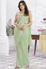 Pastel Green Designer Saree with Floral Embroidered Blouse