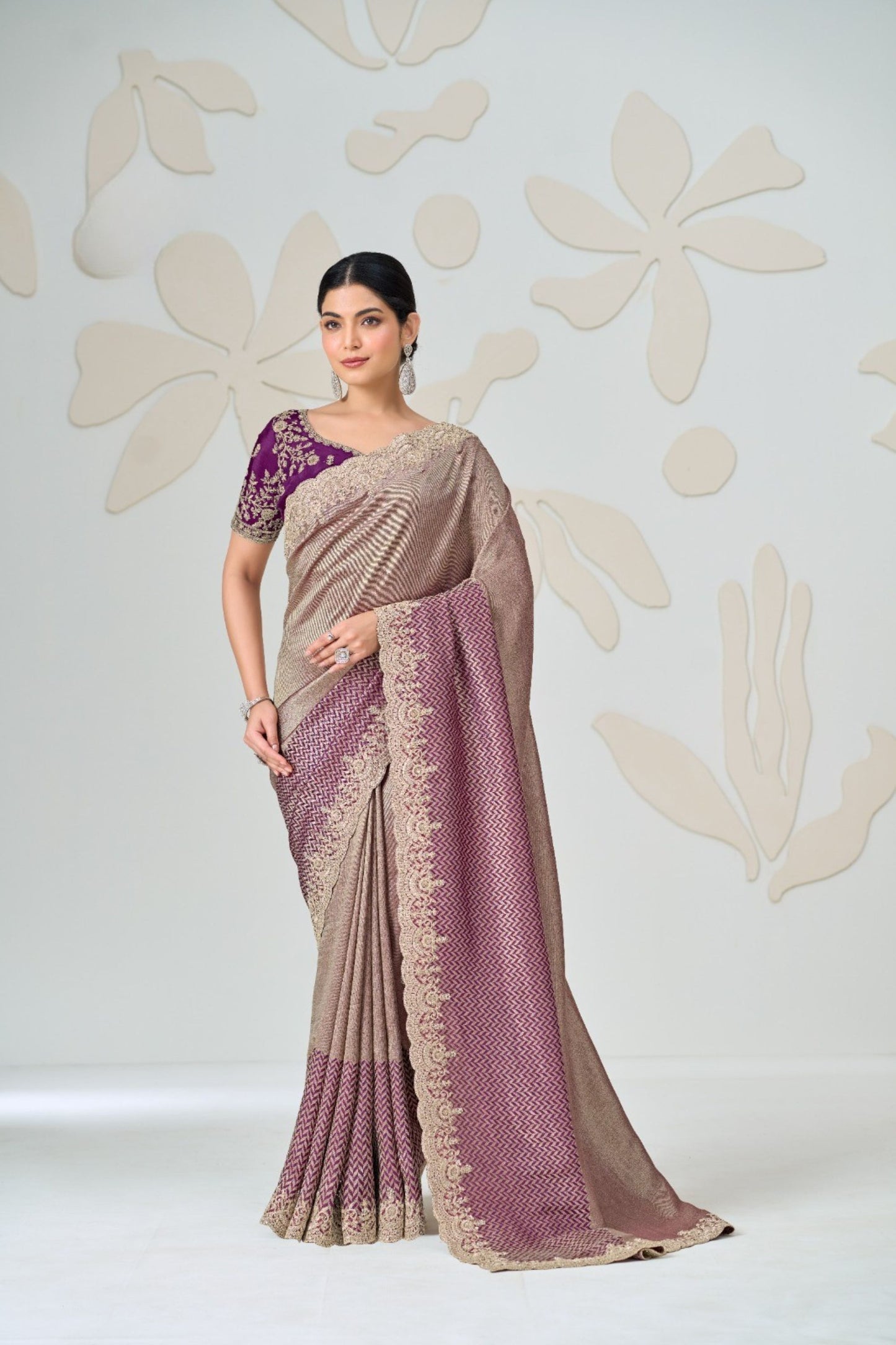 Premium Purple Viscose Saree Embroidery Border for Women