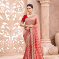 Elegant Red Viscose Saree Embroidered Weaving for Women