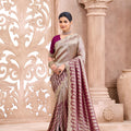 Vibrant Mauve Viscose Saree Embroidered Weaving Work for Women