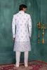 Luxury Off-White Art Silk Readymade Sherwani for Men with Thread Work
