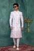 Royal Off-White Art Silk Readymade Sherwani for Men with Pink Thread Work