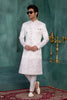 Delicate Off-White Art Silk Readymade Sherwani for Men with Thread Work