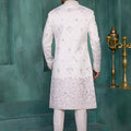 Delicate Off-White Art Silk Readymade Sherwani for Men with Thread Work