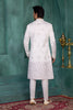 Delicate Off-White Art Silk Readymade Sherwani for Men with Thread Work