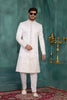 Festive Off-White Art Silk Readymade Sherwani for Men with Thread Work