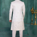 Festive Off-White Art Silk Readymade Sherwani for Men with Thread Work