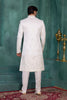 Festive Off-White Art Silk Readymade Sherwani for Men with Thread Work