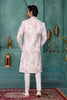 Trendy Off-White Art Silk Readymade Sherwani for Men with Thread Work