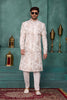 Modern Off-White Art Silk Readymade Sherwani for Men with Thread Work