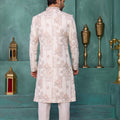 Modern Off-White Art Silk Readymade Sherwani for Men with Thread Work