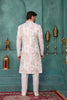 Modern Off-White Art Silk Readymade Sherwani for Men with Thread Work