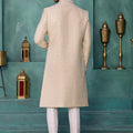 Charming Cream and Off-White Art Silk Readymade Sherwani for Men with Thread Work