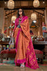 Designer Pink Mustard Patola Silk Saree with Traditional Ikat Weave