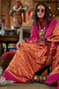 Designer Pink Mustard Patola Silk Saree with Traditional Ikat Weave