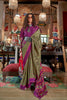 Green Purple Patola Silk Saree with Traditional Ikat Weave