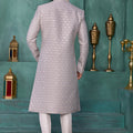 Stylish Grey and Off-White Art Silk Readymade Sherwani for Men with Thread Work