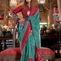 Traditional Green Maroon Patola Print Saree with Rich Pallu