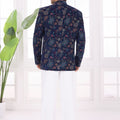 Designer Navy Blue Floral Jodhpuri Jacket Without Pant for Wedding