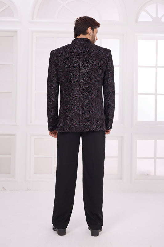 Stylish Black Embroidered Jodhpuri Jacket Without Pant for Wedding