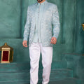 Royal Mint Green Floral Jodhpuri Jacket Without Pant for Wedding