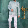 Royal Mint Green Floral Jodhpuri Jacket Without Pant for Wedding